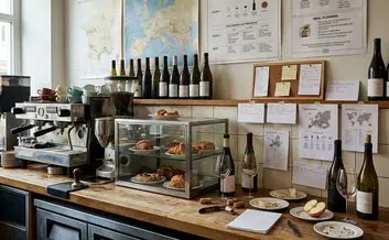 Wine glasses filled beside a brasserie meal